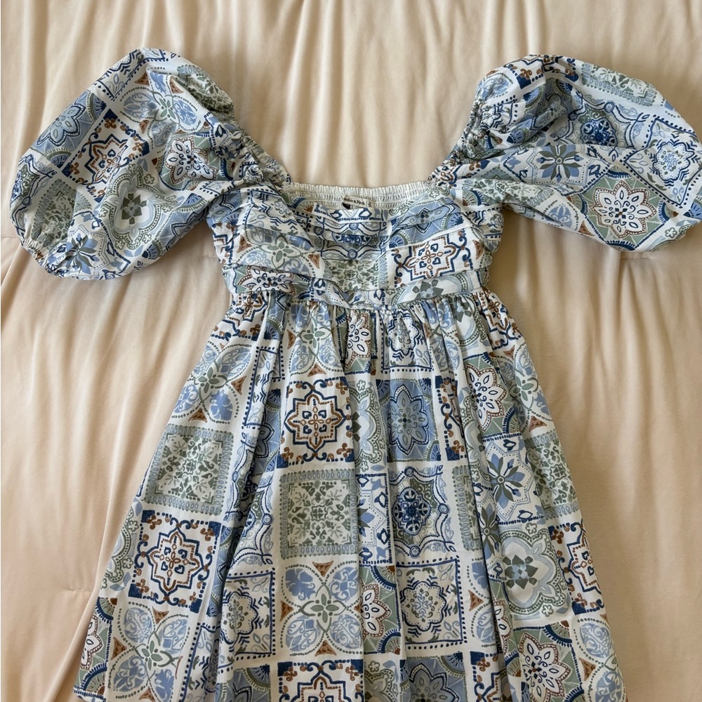 Abercrombie & Fitch rush blue patterned dress